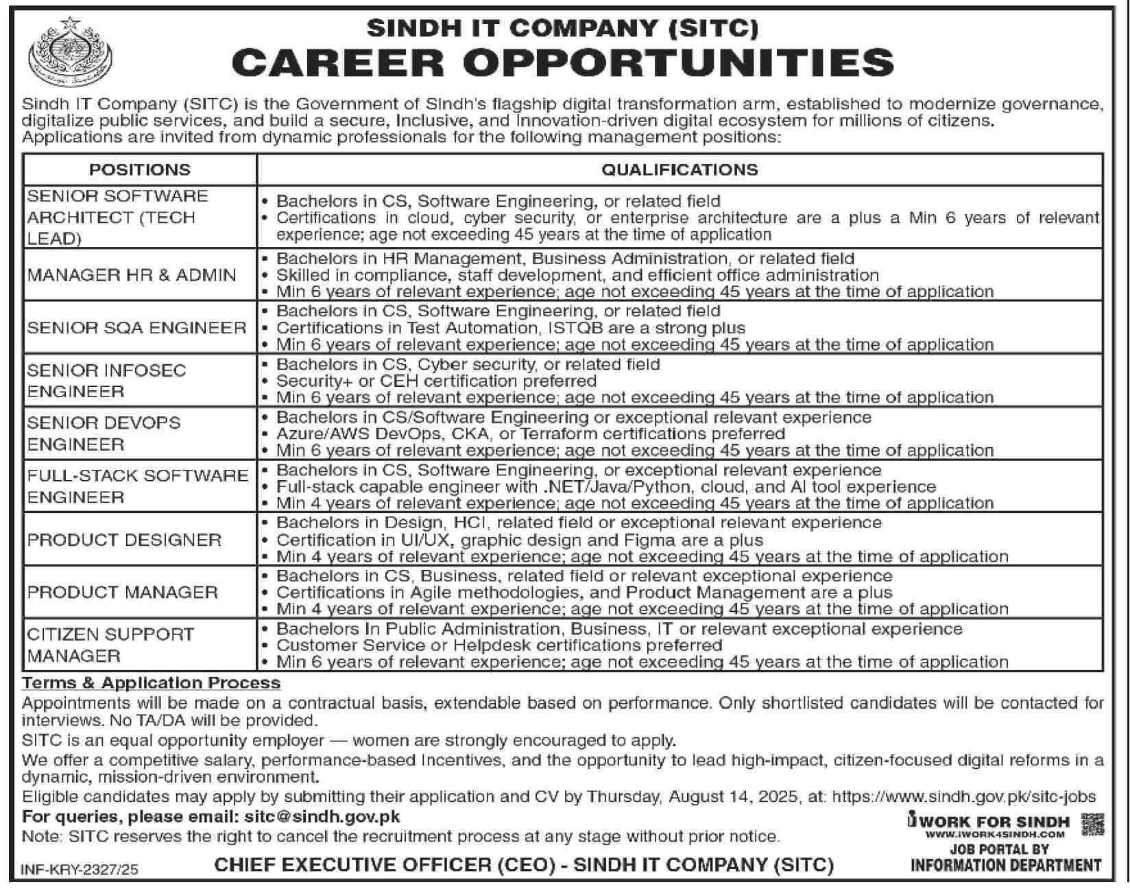 Jobs in Sindh IT Company
